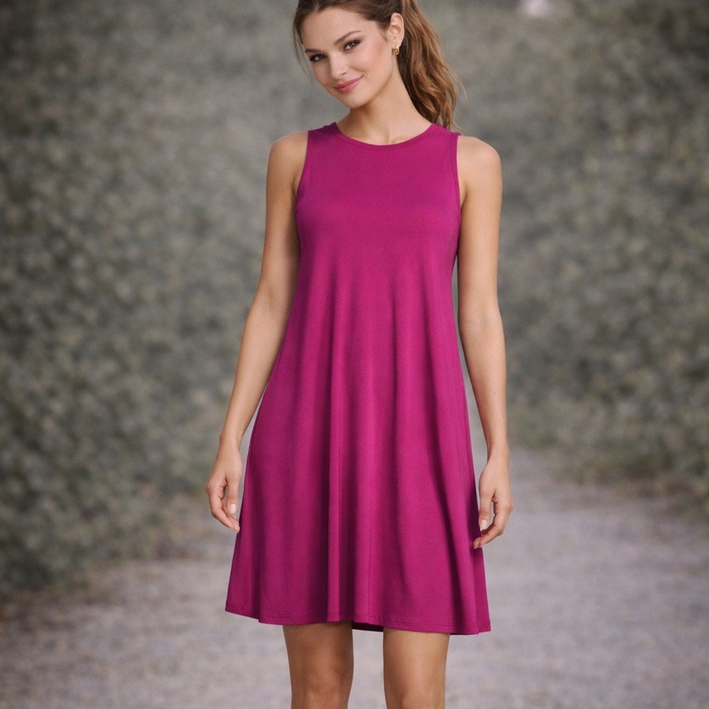 Time & Tru Vibrant Pink Sleeveless Tank Dress | Size Small